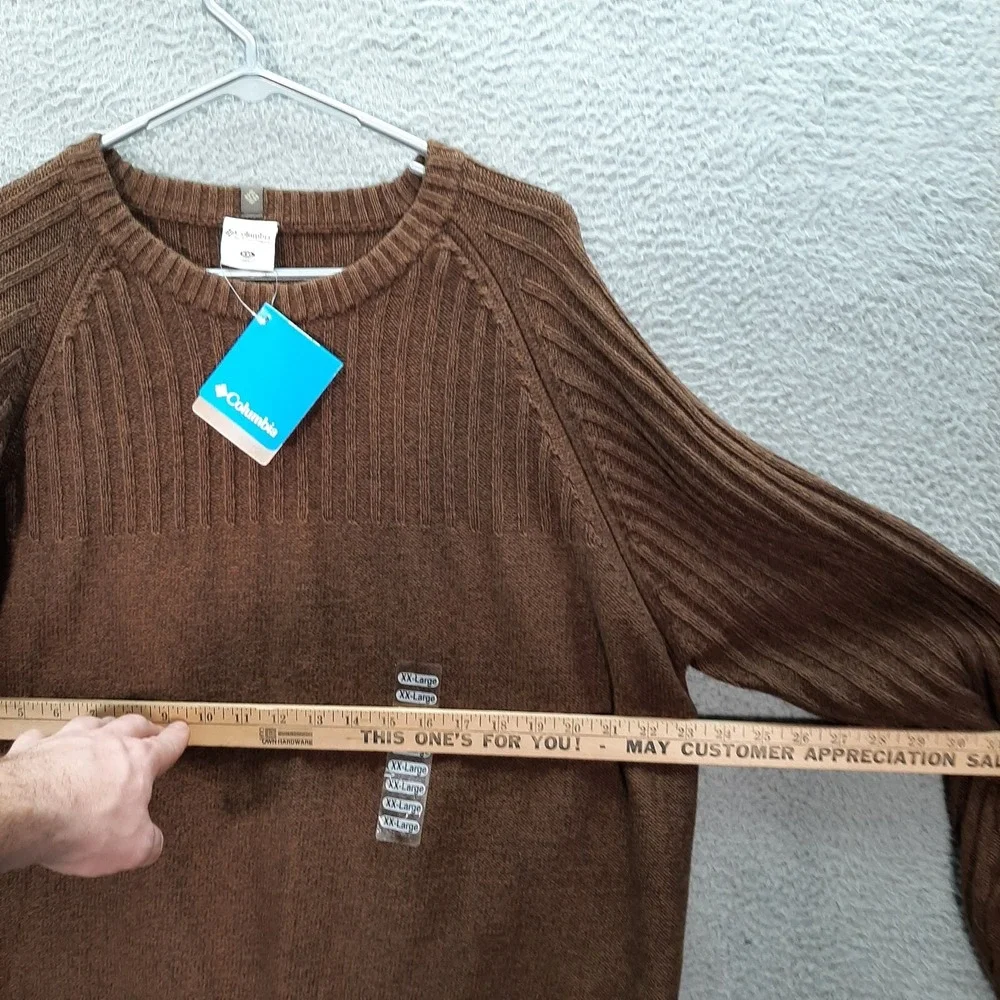 Columbia‎ Sweater Adult 2XL XXL Brown Knit ROC Crew Knit Outdoors Preppy NEW